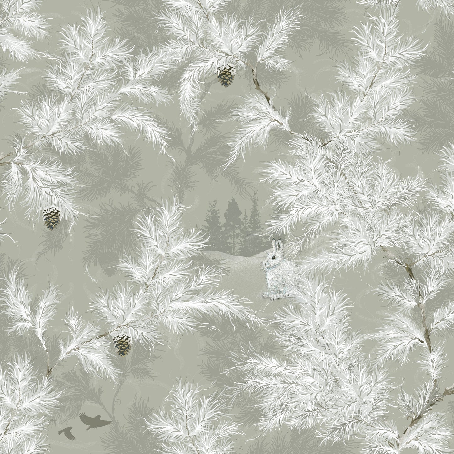Vintergläntan Winter Garden Wallpaper - Grey