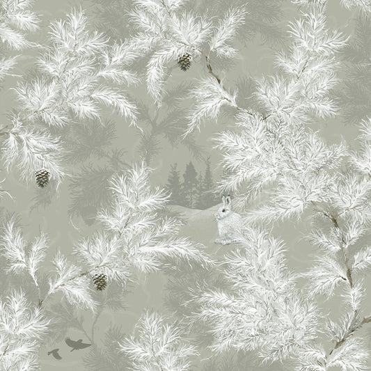 Vintergläntan Winter Garden Wallpaper - Grey