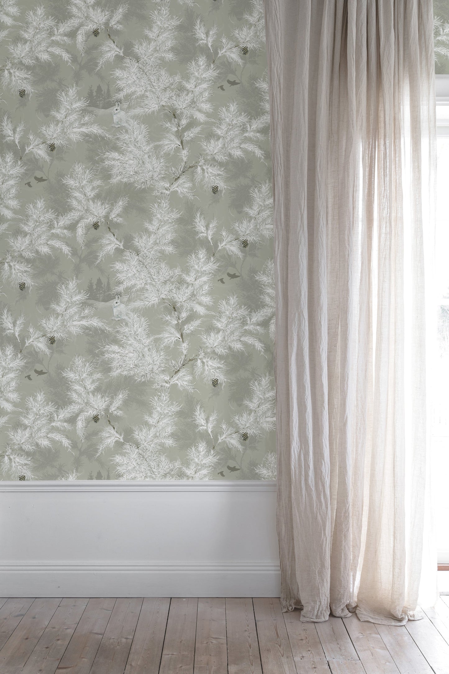 Vintergläntan Winter Garden Wallpaper - Grey