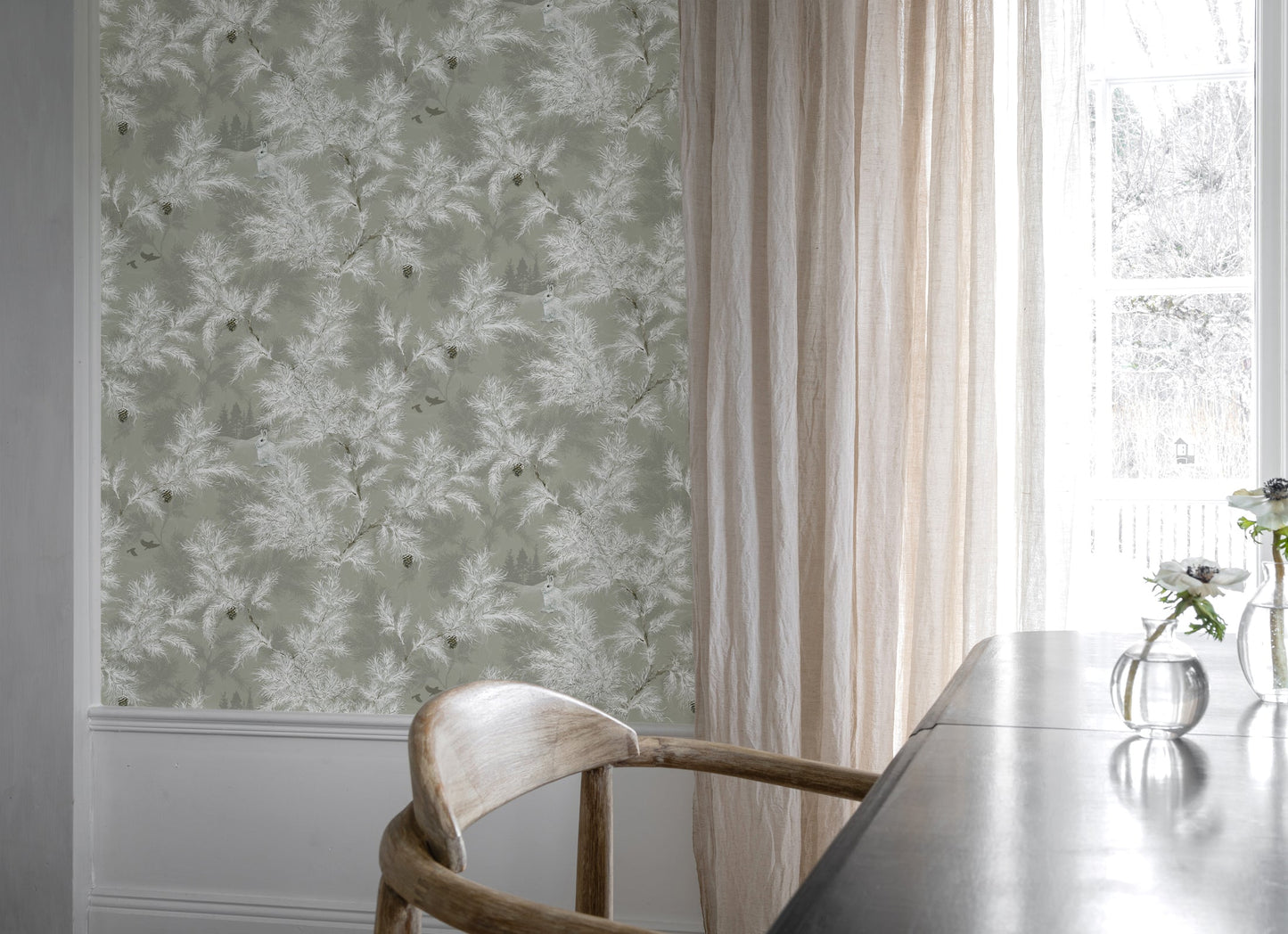 Vintergläntan Winter Garden Wallpaper - Grey