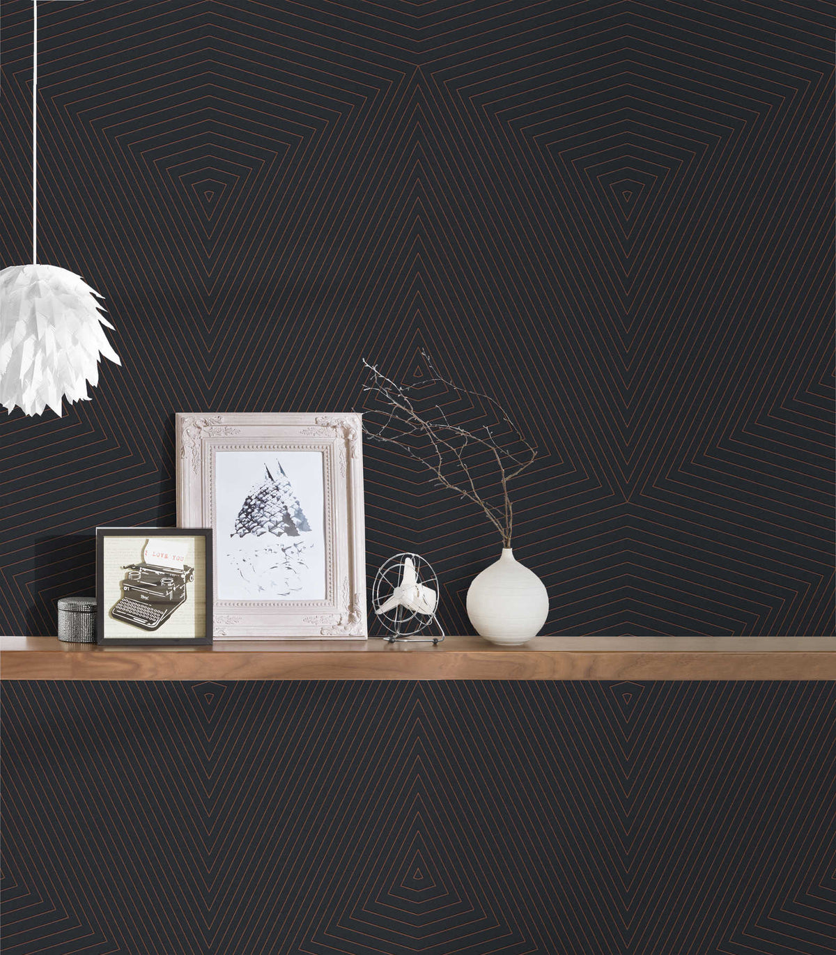 Geometric Paris Wallpaper - Black/Gold - Discontinuing