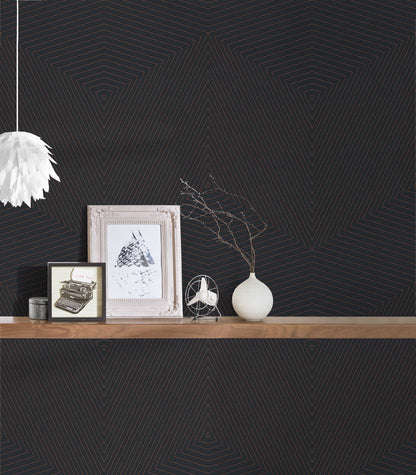 Geometric Paris Wallpaper - Black/Gold - Discontinuing