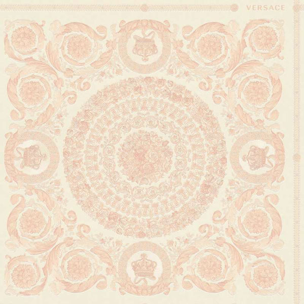 Sample - Versace Crown Moulding Wallpaper - Pink/Silver