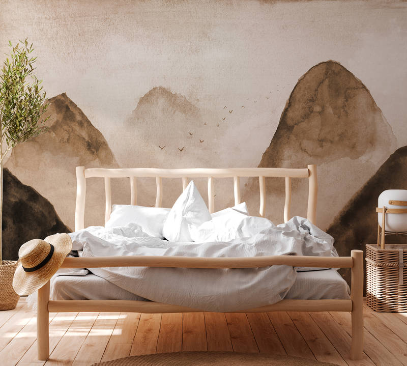 Misty Rocks - Desert Beige - Custom Sized Wallpaper Mural (per m2)
