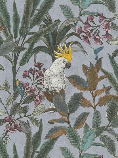 Cockatoo Jungle Wallpaper - Blue