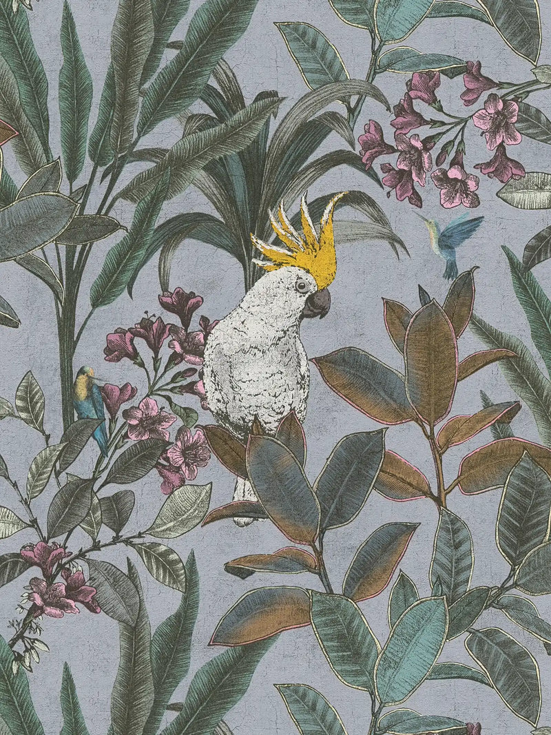 Sample - Cockatoo Jungle Wallpaper - Blue