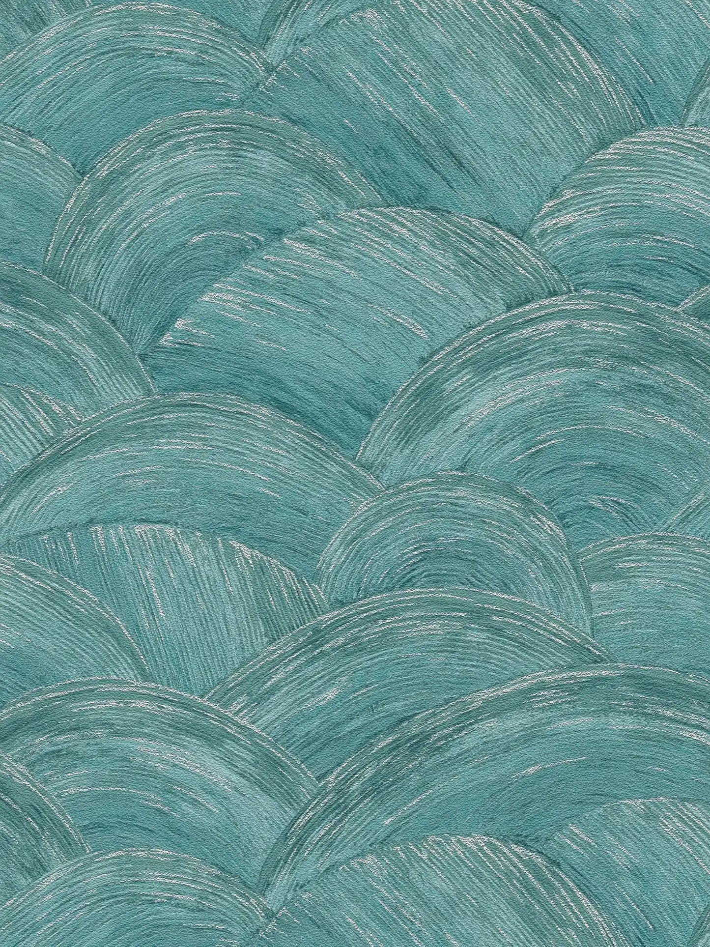 Wave Wallpaper - Green/Silver