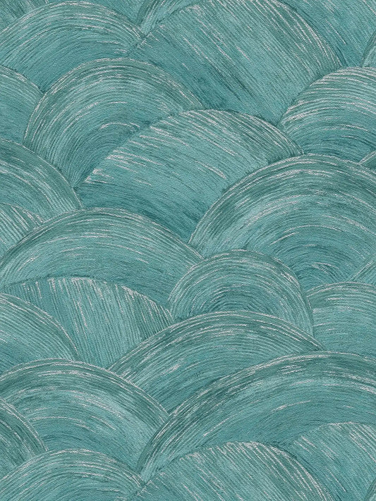 Wave Wallpaper - Green/Silver