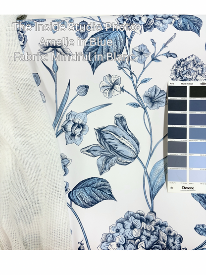 Amelie Hydrangea Wallpaper - Blue White