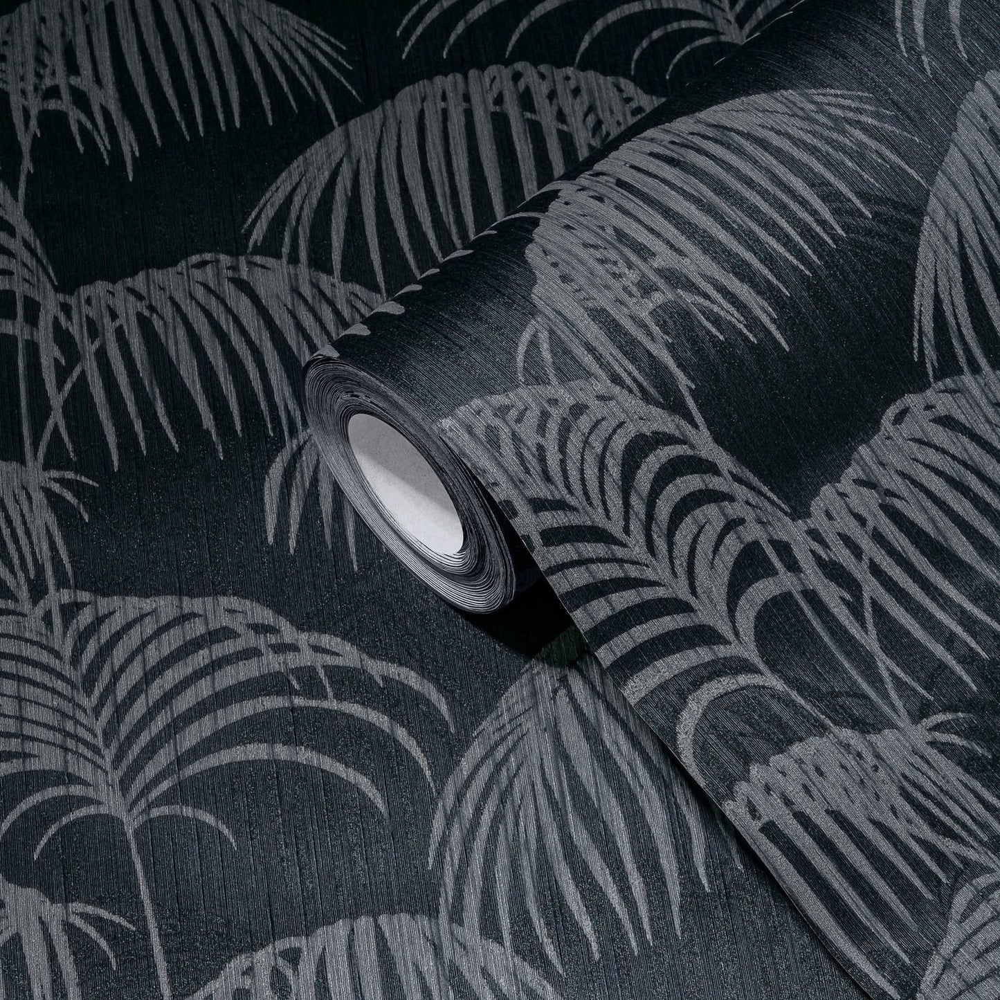 Textured Palm Silk Wallpaper - Black and Grey - Discontinuing
