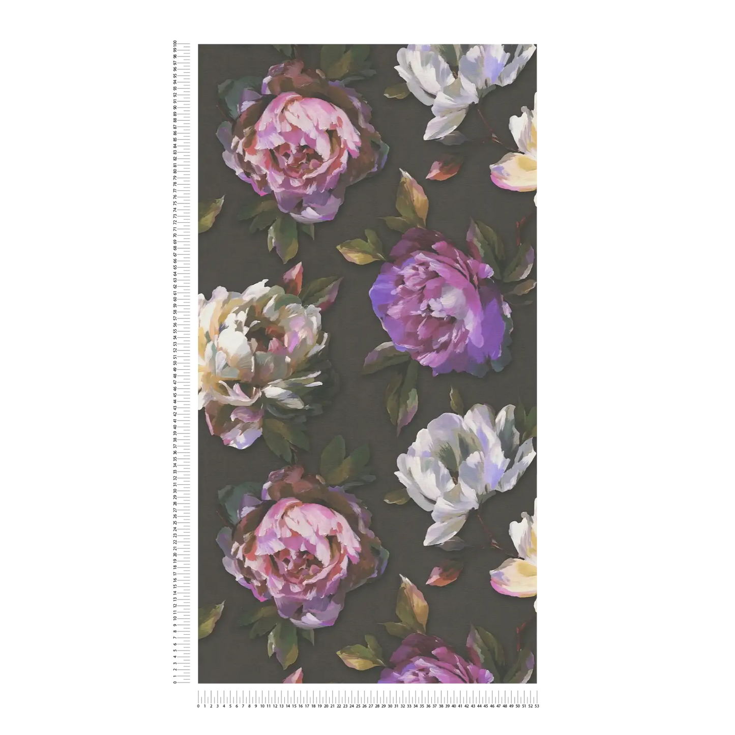 Watercolour Rose Wallpaper - Black, White & Purple