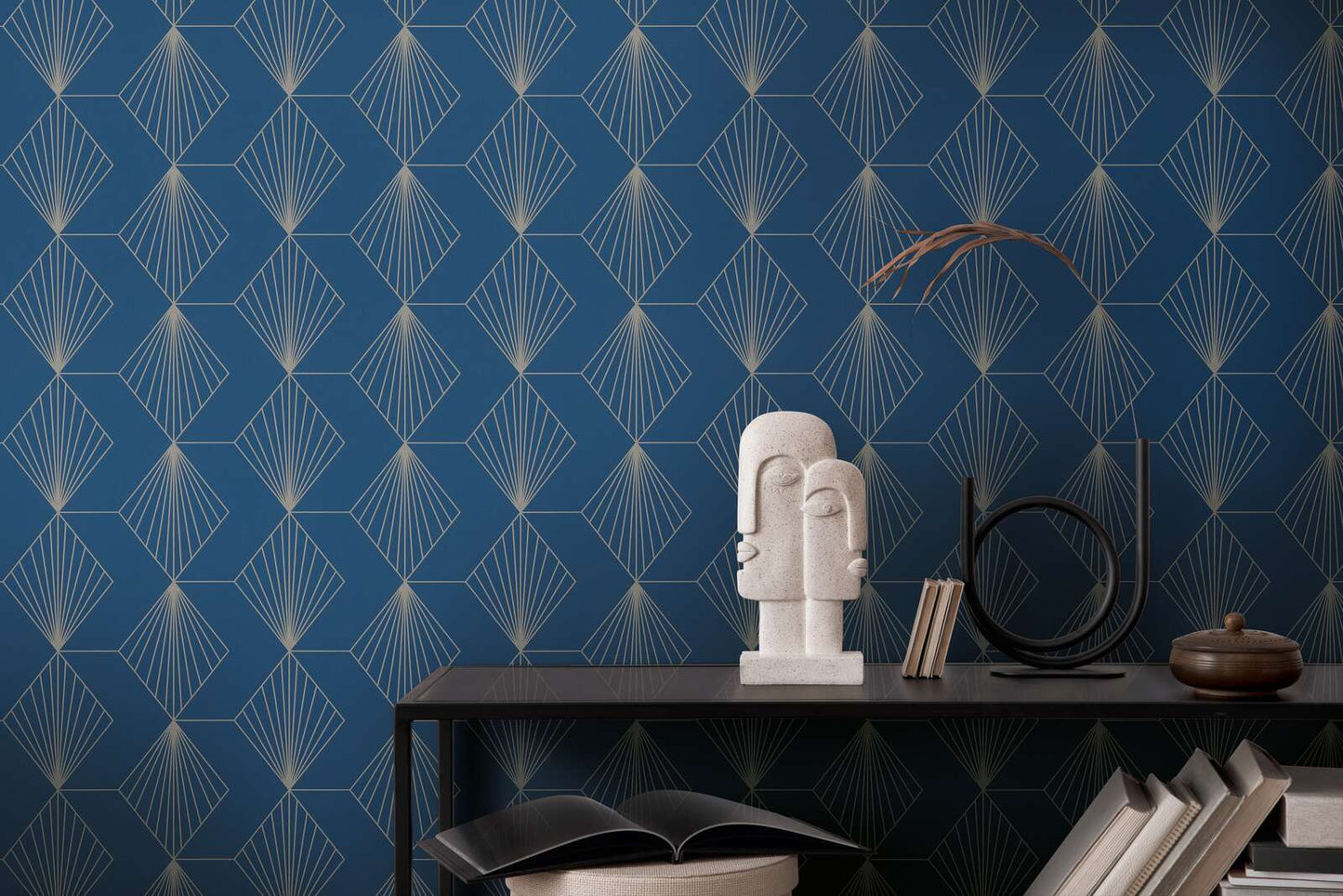 French Affair Wallpaper - Blue Gold