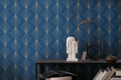 French Affair Wallpaper - Blue Gold