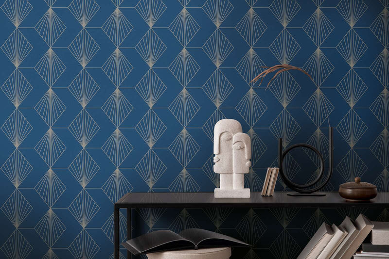 French Affair Wallpaper - Blue Gold