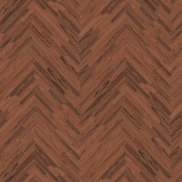 Sample - Versace Parquet Wallpaper - Brown/Copper