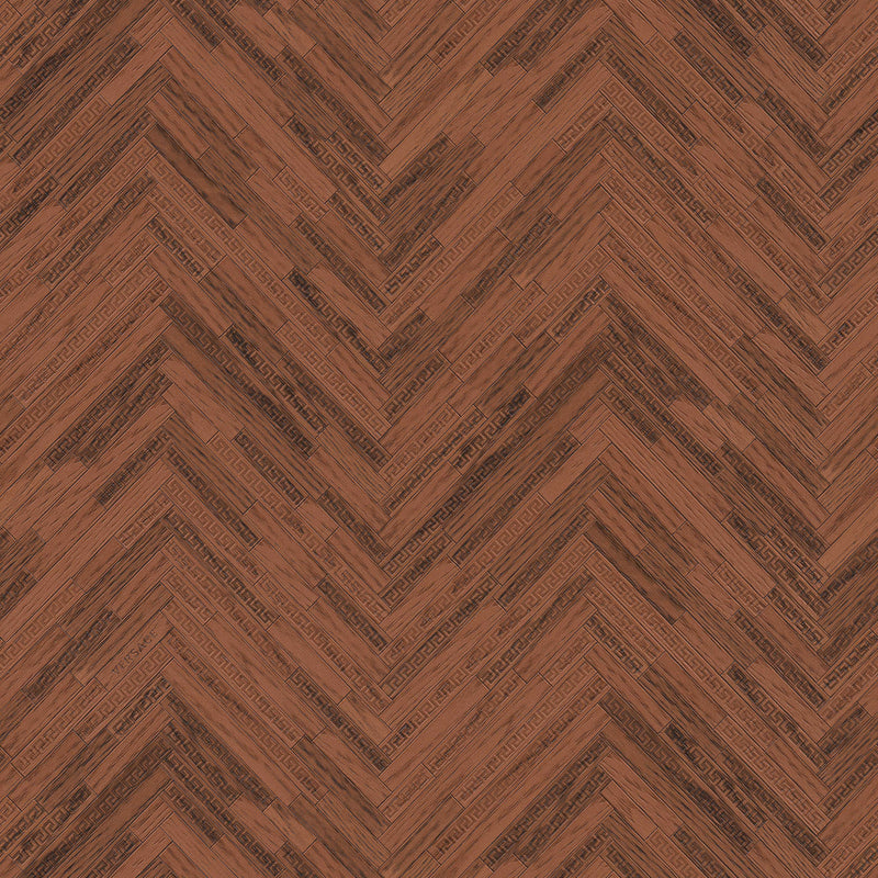 Sample - Versace Parquet Wallpaper - Brown/Copper
