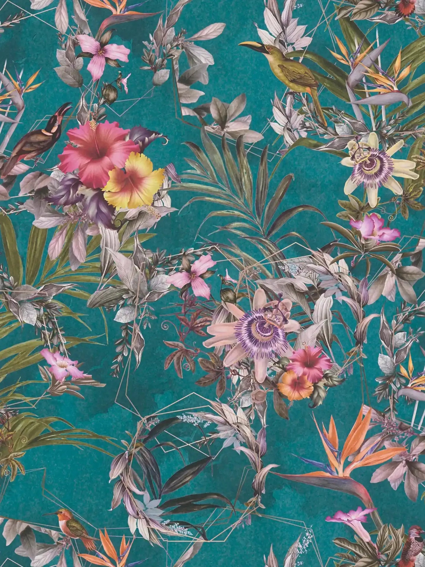 Hibiscus Haven – Crane & Bloom Wallpaper – Evergreen