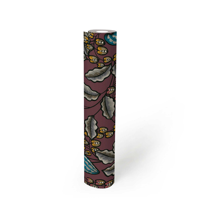Floral Vine Wallpaper - Maroon