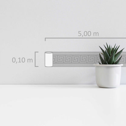 Metallic Meander Border - Grey - Self Adhesive