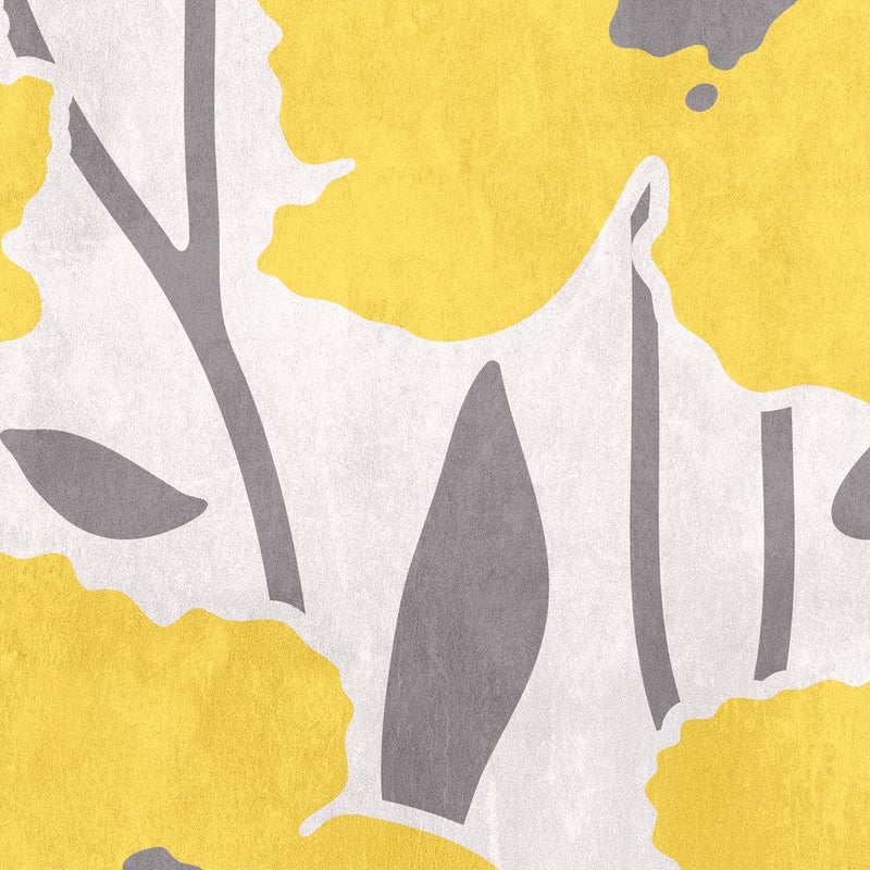 Flower Market - Yellow & Grey - Custom Sized Wallpaper Mural (per m2)