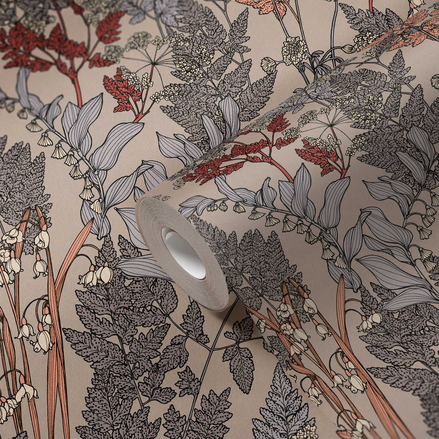 Floral Wallpaper - Brown/Orange