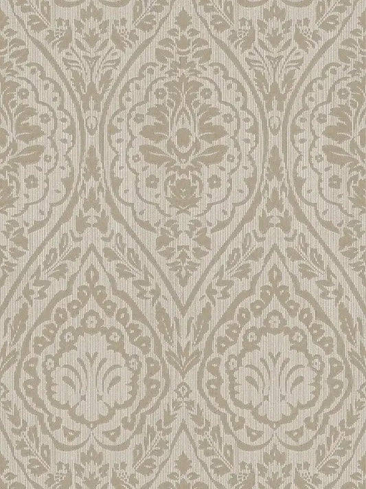 Textured Damask Textured Wallpaper - Beige Brown