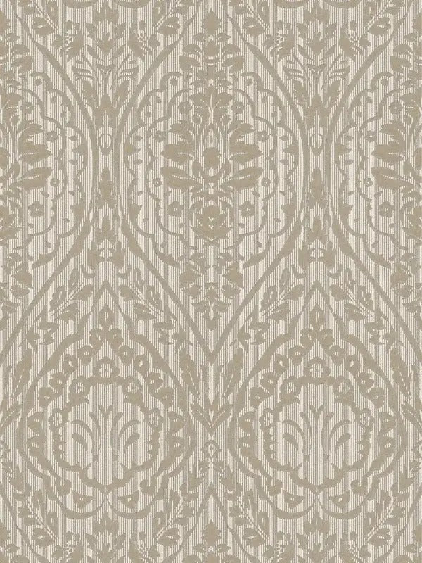 Sample - Textured Damask Textured Wallpaper - Beige Brown