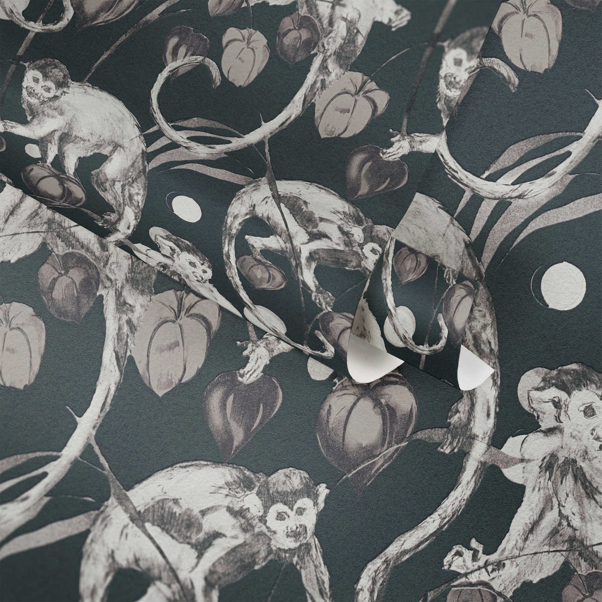 Mystery Monkey Vinyl Wallpaper - Ebony