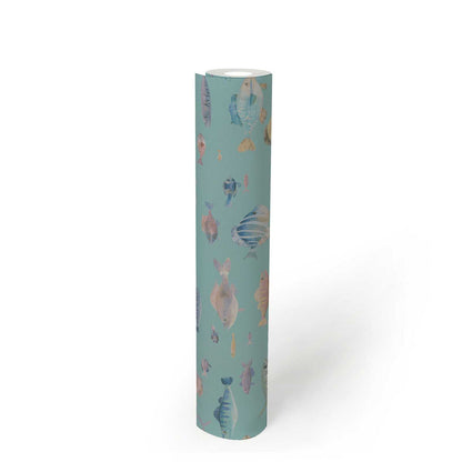 School's Out Fish Wallpaper - Teal