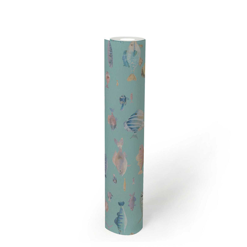 School's Out - Fish Wallpaper - Teal