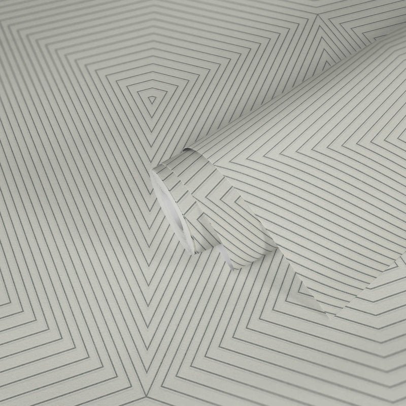 Geometric Paris Wallpaper - Silver/White