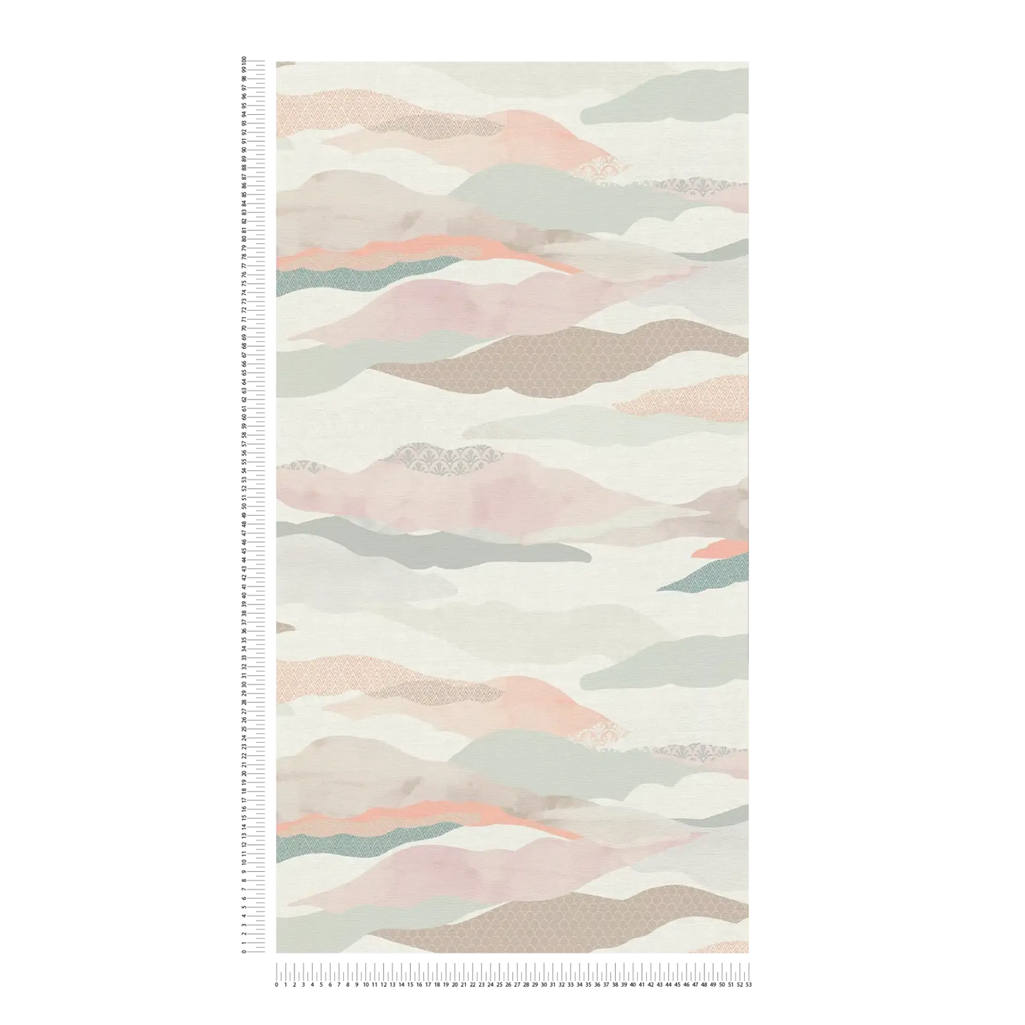 Graphic Wave and Palm Wallpaper - Pink/Blue/White