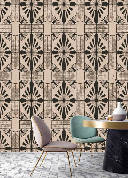 Astoria Diamond Art Deco Sun - Custom Sized Wallpaper Mural (per m2)