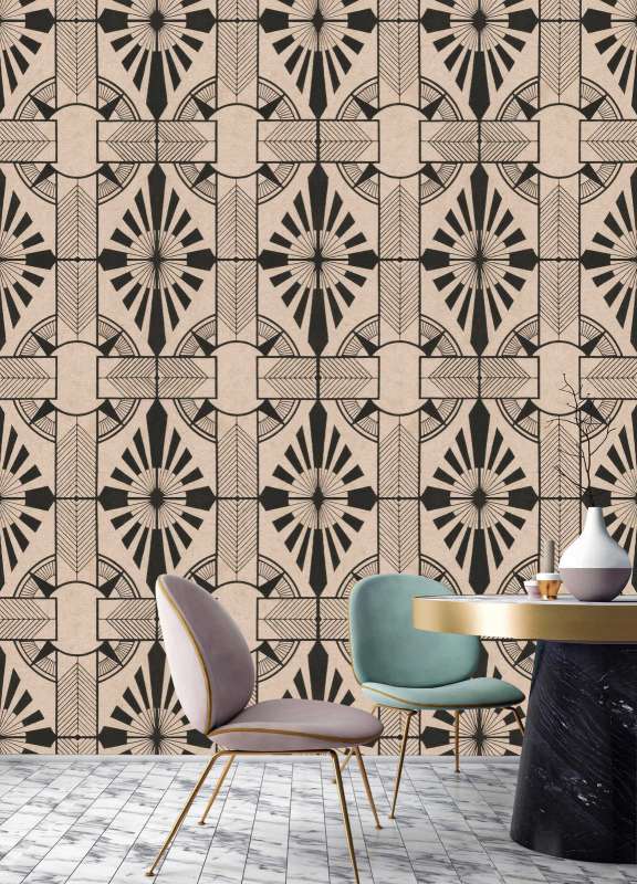 Astoria Diamond Art Deco Sun - Custom Sized Wallpaper Mural (per m2)