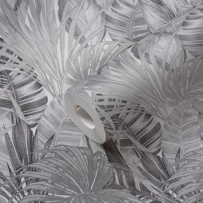 Jungle Sketch Wallpaper - Grey