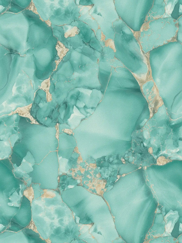 Sample – Aurum Gilded Marble Wallpaper – Teal
