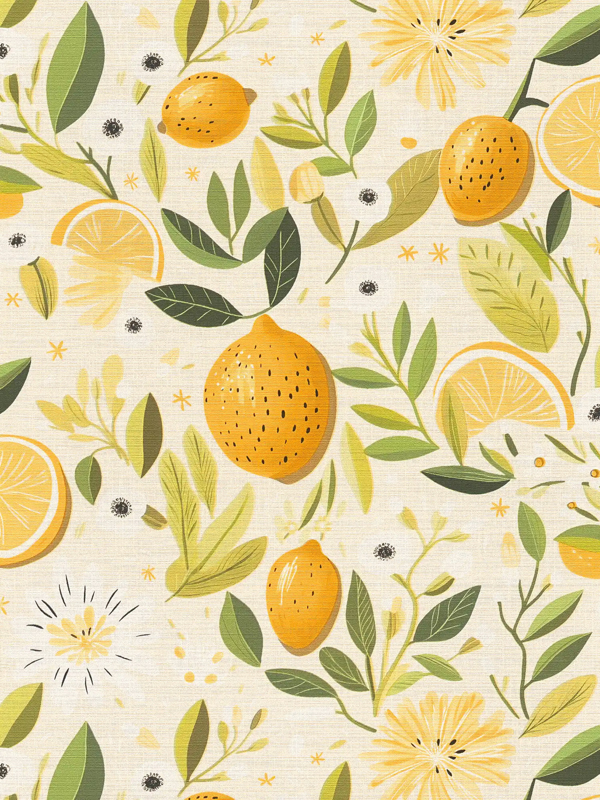 Limoncello Lemon Grove wallpaper in cream – sample