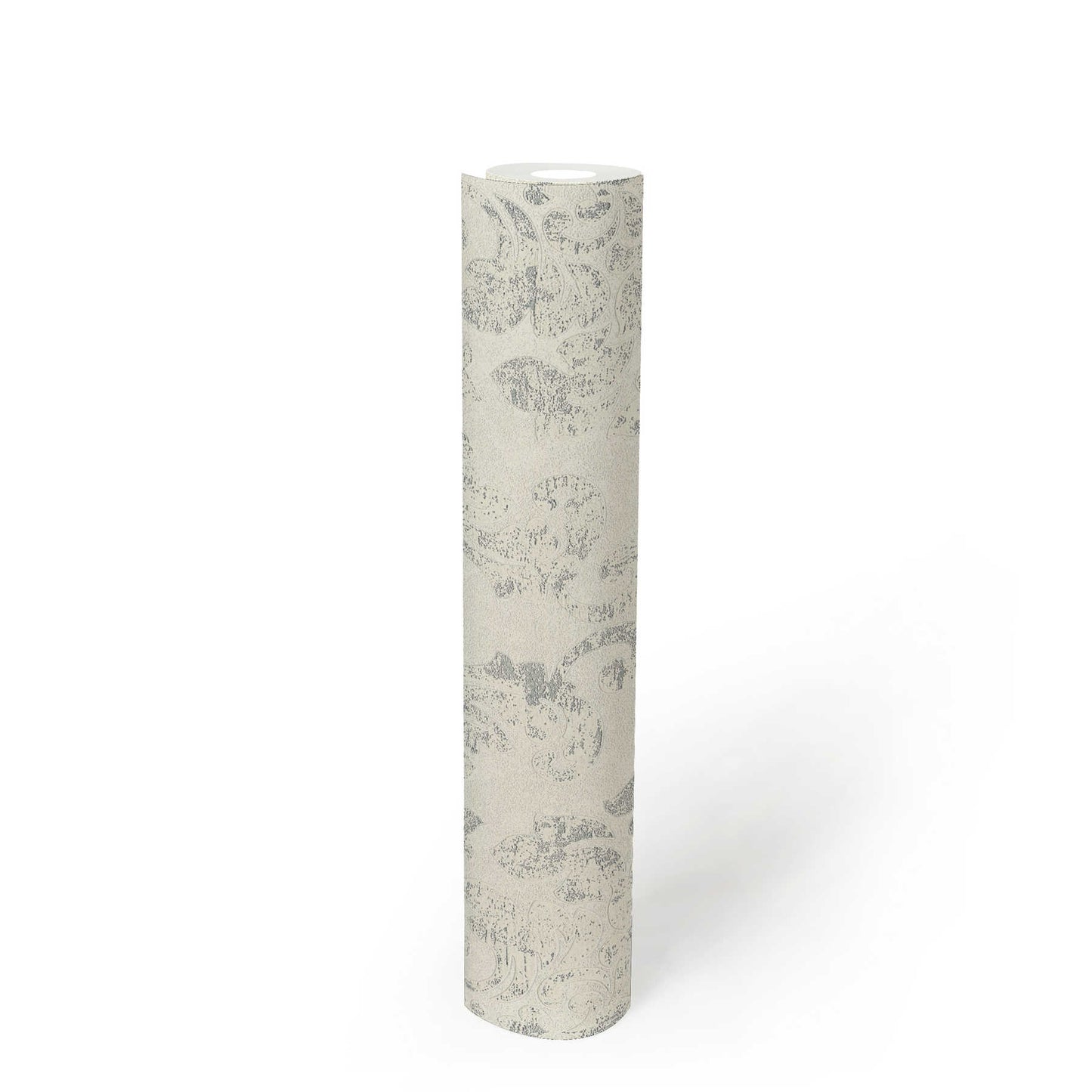 Baroque Damask Wallpaper - Grey + White