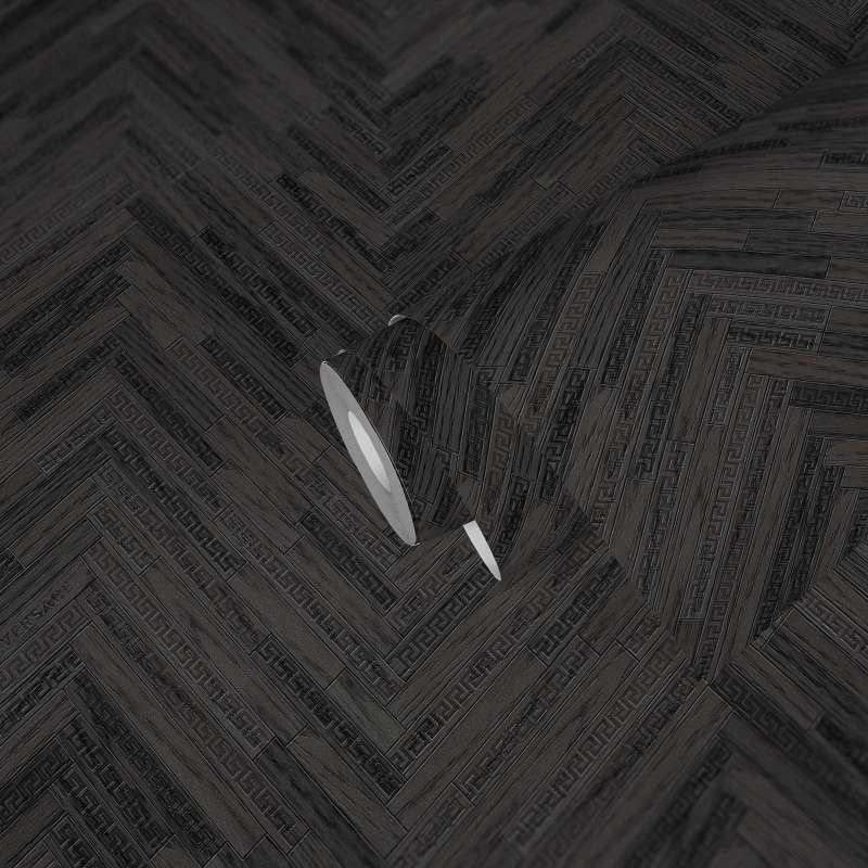 Versace Parquet Wallpaper - Grey/Black