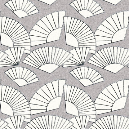 Deco Fanfare Heavy Weight Wallpaper  - Grey