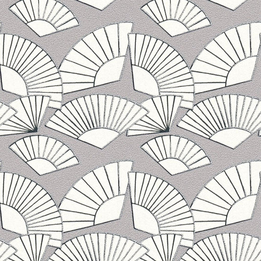 Deco Fanfare Heavy Weight Wallpaper  - Grey