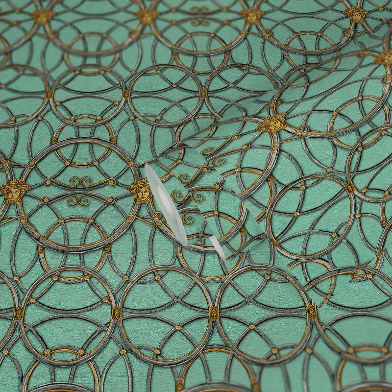 Versace Chain Wallpaper - Green/Gold