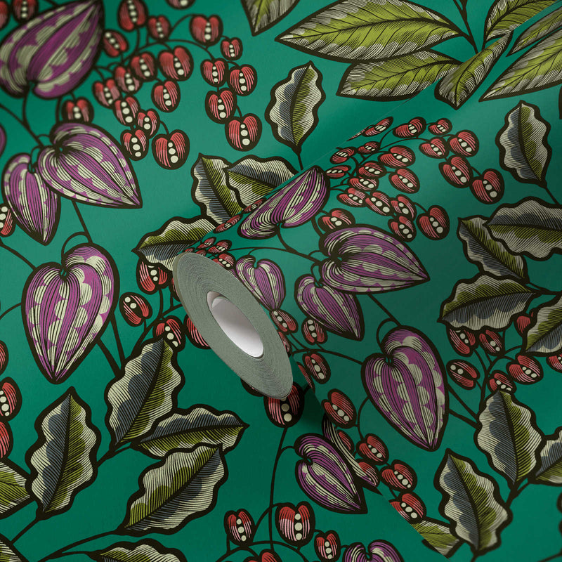 Floral Vine Wallpaper - Green