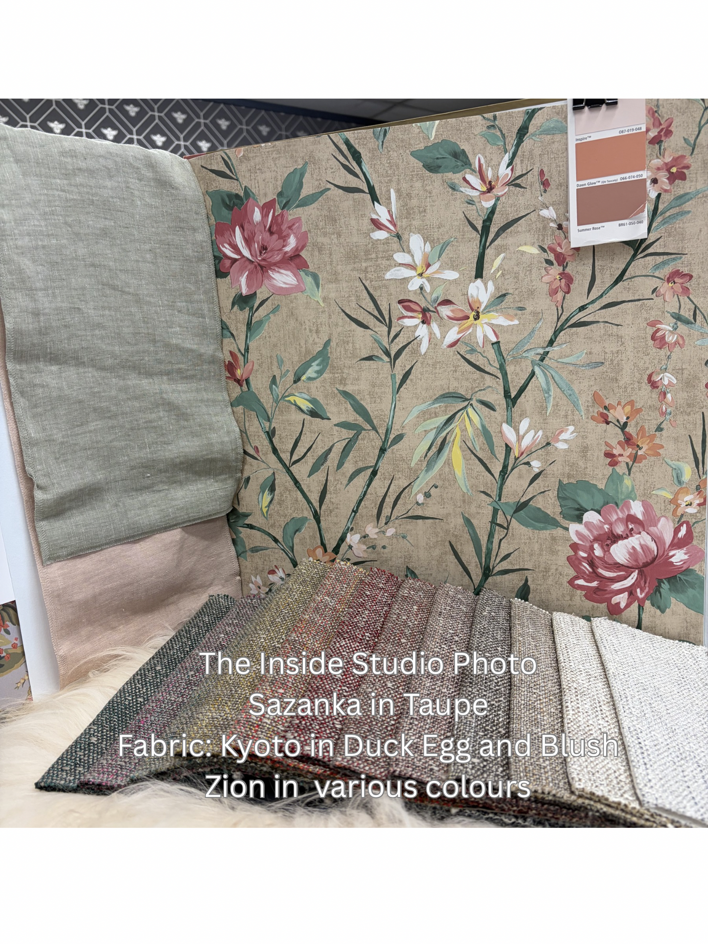 Sazanka - Japanese Floral Wallpaper - Taupe