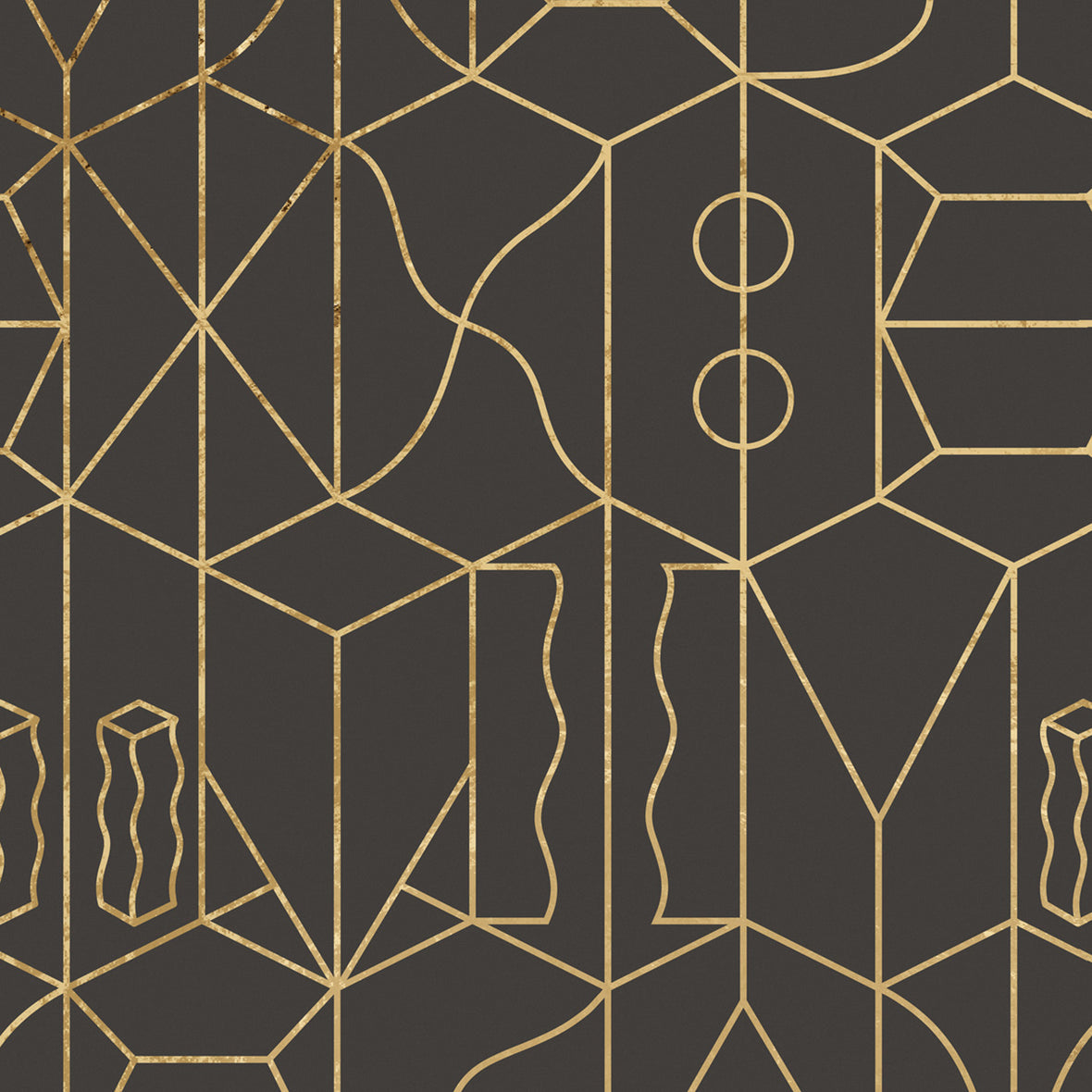 Never Ending Foil by Suzan Hijink Wallpaper - Gold Brown