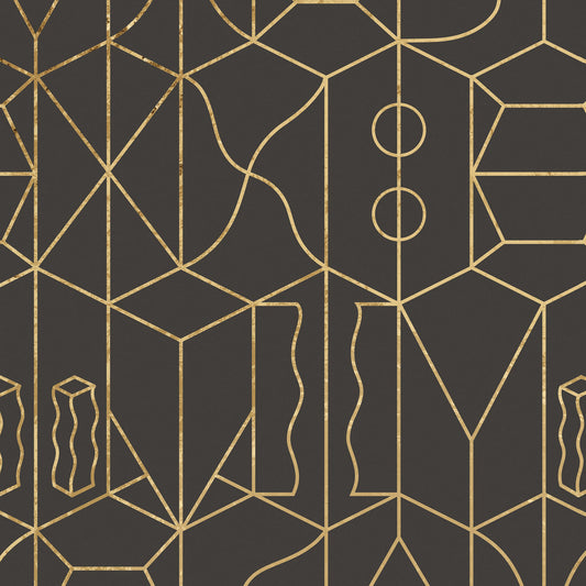 Never Ending Foil by Suzan Hijink Wallpaper - Gold Brown