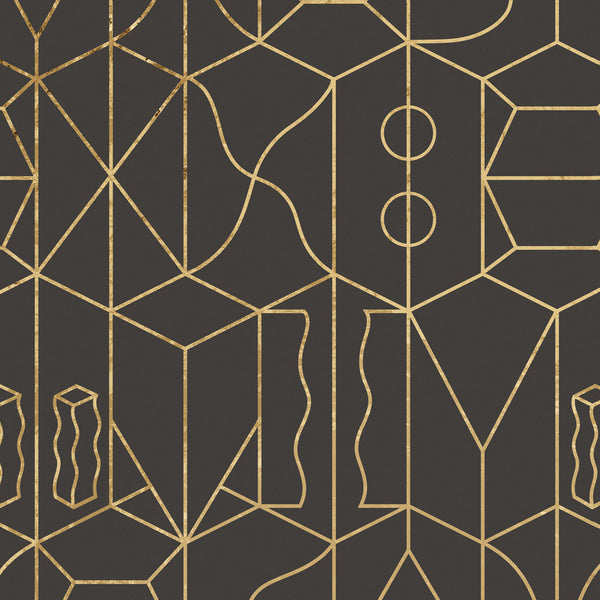 Sample - Never Ending Foil by Suzan Hijink Wallpaper - Gold Brown