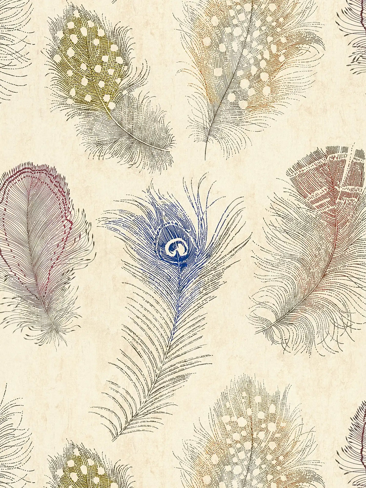 Plume Peacock Feather wallpaper in blue – sample