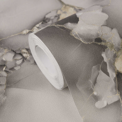 Aurum Gilded Marble Vinyl Wallpaper – Grey