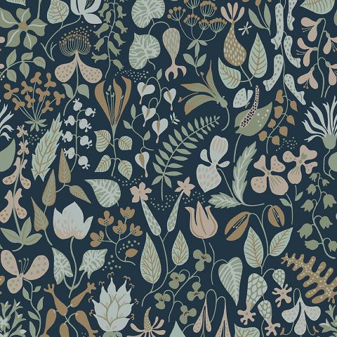Herbarium Wallpaper - Blue